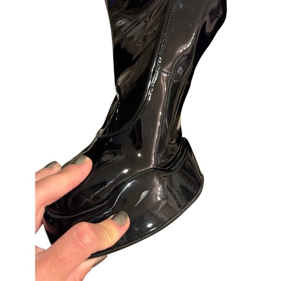 Charles & Keith Black Patent Platform Ankle Boots - Picture 6 of 8